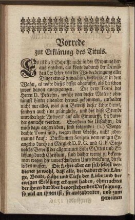 Vorrede zur Erklärung des Tituls.
