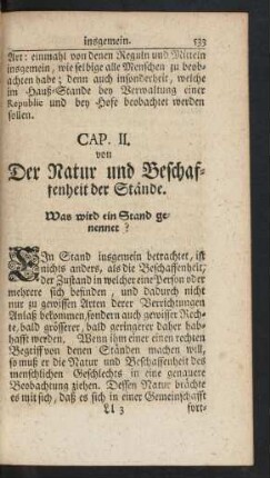 Cap. II. von Der Natur und Beschaffenheit der Stände.