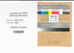Entnazifizierung Friedrich Gutapfel , geb. 03.11.1905 (Buchbinder)