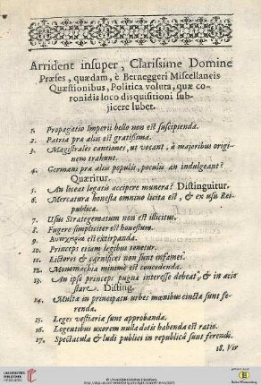 Arrident insuper, Clarissime Domine Præfes, quædam, è Berneggeri Miscellaneis Quæstionibus,[...]