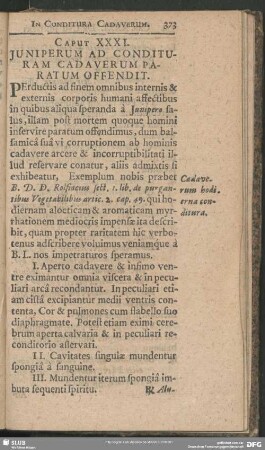 Caput XXXI. Juniperum Ad Condituram Cadaverum Paratum Offendit