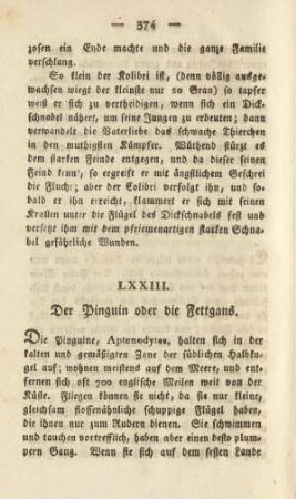 LXXIII. Der Pinguin oder die Fettgans