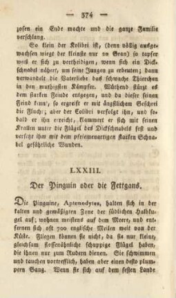 LXXIII. Der Pinguin oder die Fettgans