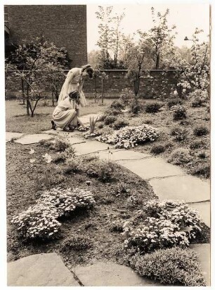 Grünflächen an der Liebfrauenschule, Köln: Garten mit Plattenweg