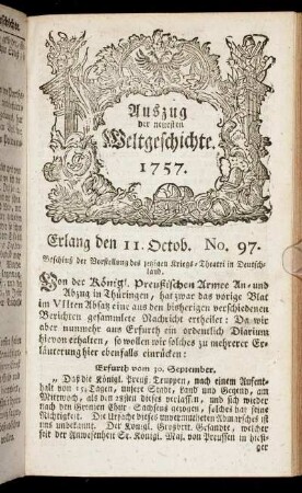 No. 97. Erlang den 11. Octob. 1757.