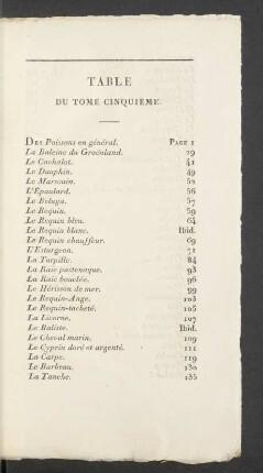 Table du tome cinquieme.