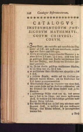Catalogvs Instrvmentorvm Physicorvm Mathematicorvm Chirvrgicorvm