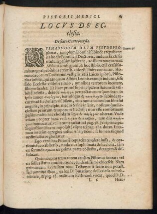 Locus De Ecclesia. De status Controversia.