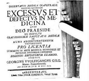 Diss. med. inaug. sistens quosdam excessus et defectus in medicina