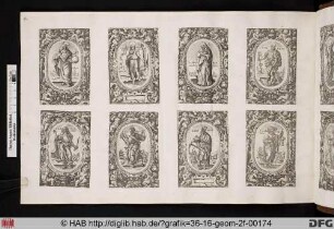 Oben links: Von Putti und Blumen umgebene Kartusche mit Darstellung Christis als Salvator Mundi.
