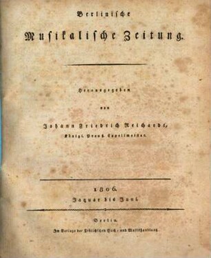 Berlinische musikalische Zeitung. 2, 2. 1806, Nr. 1 - 52