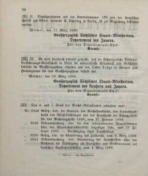 32. Ministerial-Bekanntmachung, betreffend Zulassung der Schweizerischen National-Versicherungs-Gesellschaft in Basel zum Geschäftsbetriebe im Großherzogthum