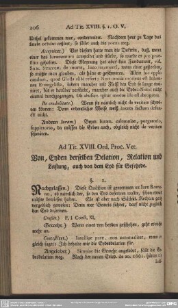 Ad. Tit. XVIII. Ord. Proc. Vet. Von, Eyden derselben Delation, Relation und Leistung, auch von dem Eyd für Gefehrde