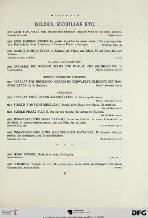 Bilder, Mobiliar etc. (Nr. 285-339)