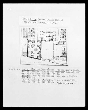 Grundriss vom Erdgeschoss des Hôtel de Biron (auch Hôtel de Moras) in Paris, heute Musée Rodin