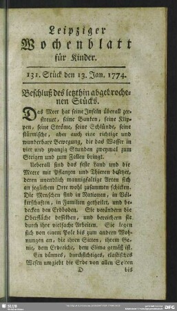 131. Stück den 13. Jan. 1774