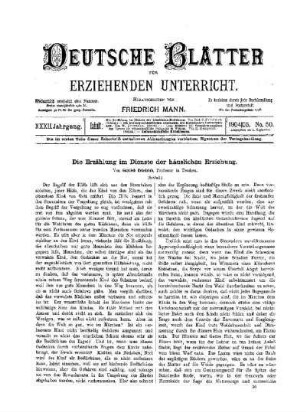 Die Erzählung im Dienste der häuslichen Erziehung : (Schluss)