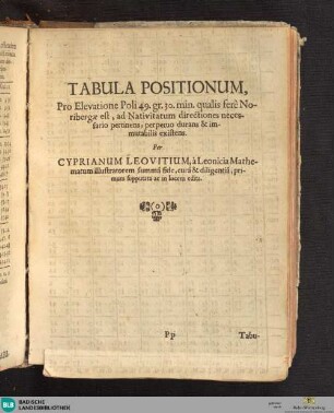 [Tabulae directionum et profectionum]