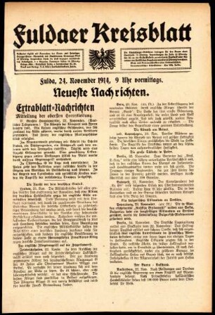 Erste Ausgabe vom Dienstag, den 24. November 1914.