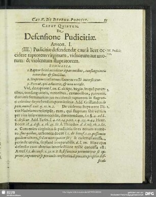 Caput Quintum. De Defensione Pudicitiae