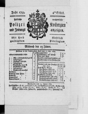 4tes Stück., Ausgabe vom 23. Januar 1793