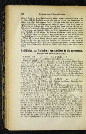 Richtlinien zur Aufnahme von Schülern in die Hilfsschule : aufgestellt vom Kölner Hilfsschulverband