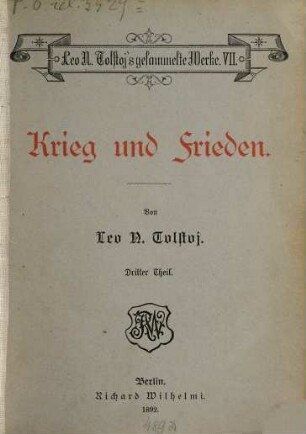Leo N. Tolstojs gesammelte Werke, 7,3