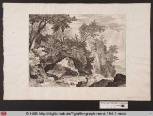 Felsige Landschaft mit der Stigmatisation des Heiligen Franziskus.
