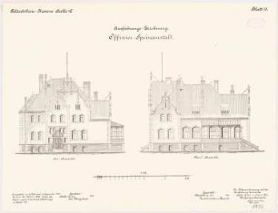 Feldartilleriekaserne, Halle/Saale: Offizierskasino: Aufriss Nordansicht, Ostansicht 1:100