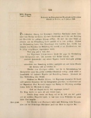XVI. Sitzung. Verhandelt ... zu Berlin, am 9. Februar 1848