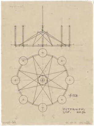 Döllgast, Hans; München; Ostfriedhof, Aussegnungshalle - Beleuchtungskörper (Ansicht; Schnitt)