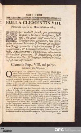 Bulla Clementis VIII.