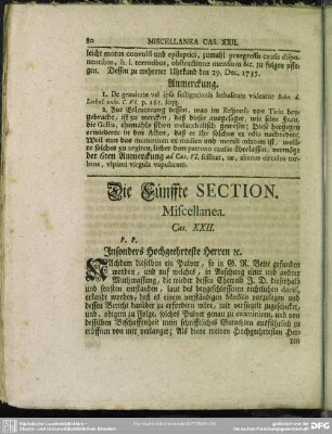 Die Fünffte Section. Miscellanea
