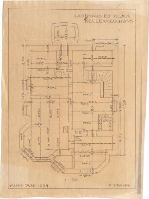 Pfann, Paul; Landhaus Zollinspektor Ed. Glück - Grundriss Keller