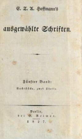 Bd. 5: Nachtstücke : Zwei Theile