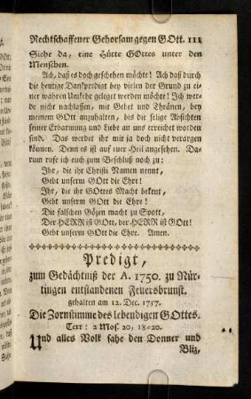 111-116, Text; Auftritt; Eingang; Gebet