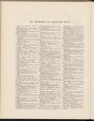 IX. Werkstätten für angewandte Kunst