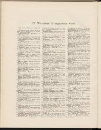 IX. Werkstätten für angewandte Kunst