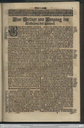 Eine Predigt zum Eingang der Außlegung deß Psalters