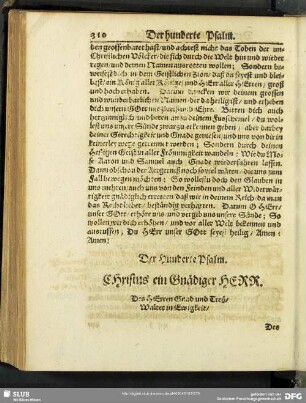 Der Hunderte Psalm. Christus ein Gnädiger Herr
