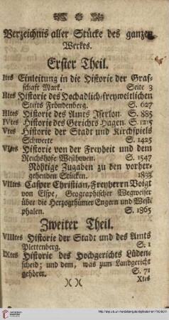 Verzeichnis aller Stücke des ganzen Werckes