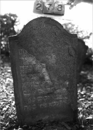 Grabstein 278 (Index: 99795791) Zustand: verwittert und abgeblättert Maße HxBxT: 91x55x9 cm: Grabstein 278