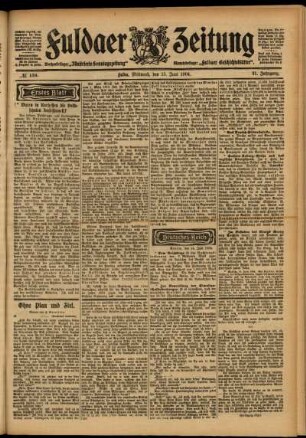 Erste Ausgabe vom Mittwoch, den 15. Juni 1904.