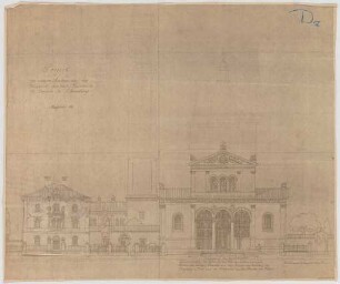 Thiersch, August ; München - Schwabing; Kath. Pfarrkirche St. Ursula - 1. Variante - Westseite (Ansicht)