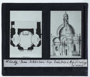 Würzburg, Dom, Schönbornkapelle : Grundriss, Aufriss mit Schnitt