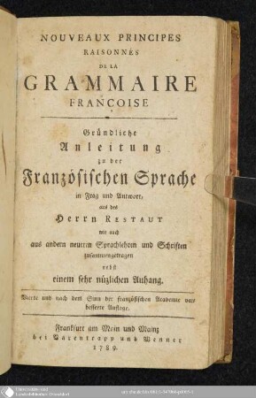 Nouveaux Principes Raisonnés De La Grammaire Françoise