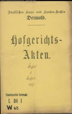 Weffel, Deppe gegen Nevelin Weffel und Kons. - Abrechnung