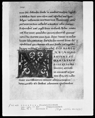 Evangelienbuch — Initiale M, Folio 75verso