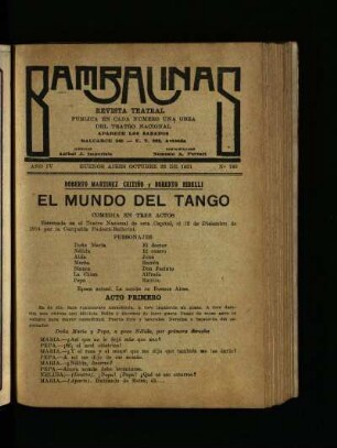 El mundo del tango : comedia de tres actos