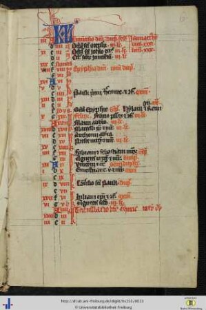 [6r - 11v] Liturgischer Kalender.